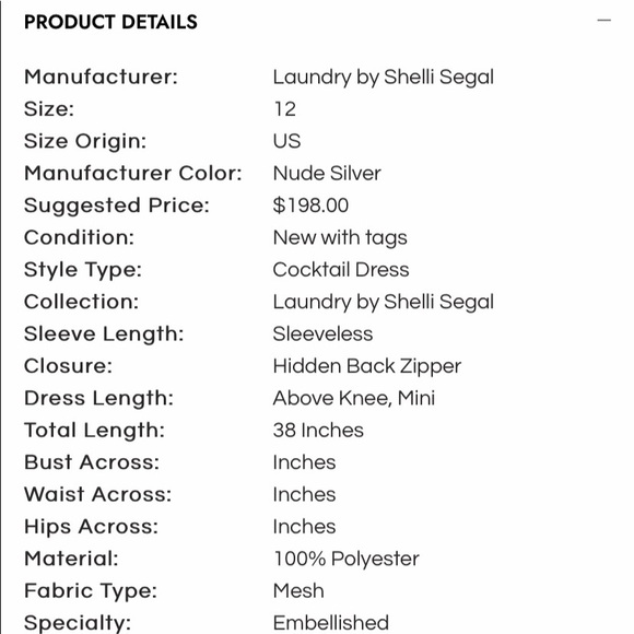 Laundry by Shelli Segal size 12 nude silver NWT - Picture 6 of 6
